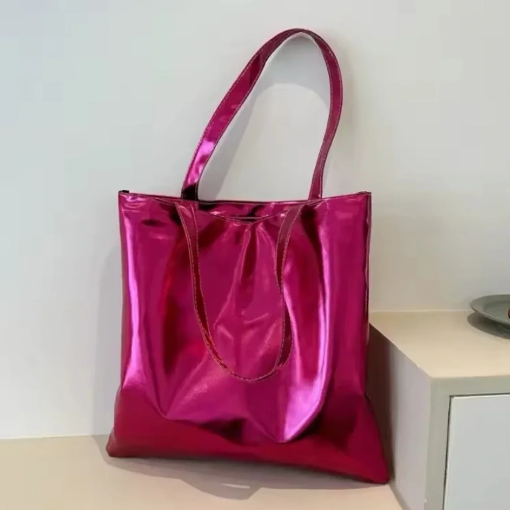 Metallic/ Shiny Shoulder Bag/ Shopping Tote  | Green/Rose Red/ Gold | NEW!💚💓💛